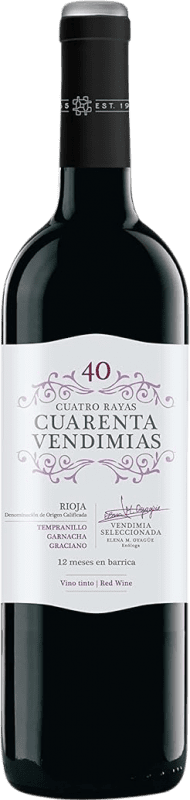 9,95 € Free Shipping | Red wine Cuatro Rayas Cuarenta Vendimias D.O.Ca. Rioja The Rioja Spain Tempranillo, Grenache, Graciano Bottle 75 cl