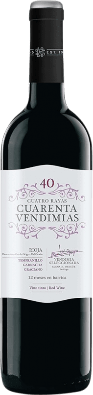 10,95 € Spedizione Gratuita | Vino Rosso Cuatro Rayas Cuarenta Vendimias D.O.Ca. Rioja La Rioja Spagna Tempranillo, Garnacha — Grenache, Graciano Bottiglia 75 cl