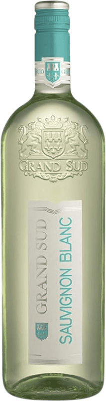 8,95 € Envio grátis | Vinho branco Grand Sud Blanco França Sauvignon Branca Garrafa 1 L