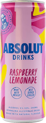 39,95 € Envio grátis | Caixa de 12 unidades Mixer Absolut Suécia Lata 25 cl Raspberry — Framboesa, Lemonade — Limonada