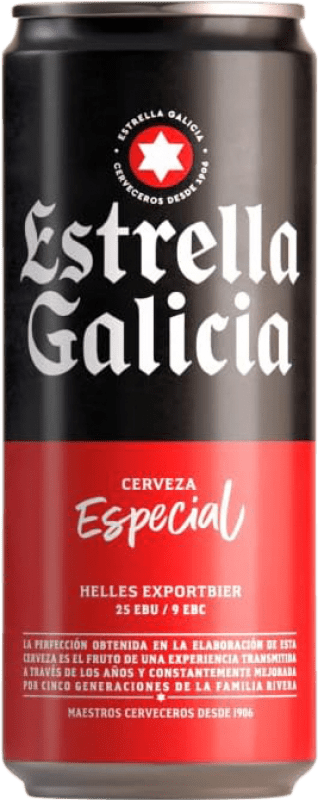 29,95 € Kostenloser Versand | 24 Einheiten Box Bier Estrella Galicia Lager, Spezial Galizien Spanien Dose 33 cl