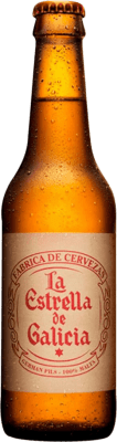 48,95 € Free Shipping | 24 units box Beer Estrella Galicia La Estrella de Galicia Lager Premium Spain One-Third Bottle 33 cl