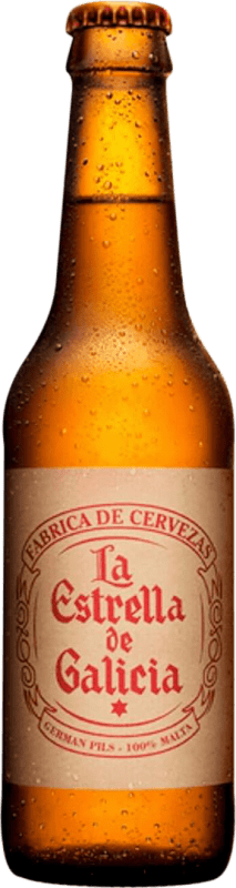 25,95 € Spedizione Gratuita | Scatola da 24 unità Birra Estrella Galicia La Estrella de Galicia Lager, Premium Spagna Bottiglietta Terzo 33 cl