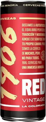 49,95 € Бесплатная доставка | Коробка из 24 единиц Пиво Estrella Galicia 1906 Red Vintage Lager Extra Галисия Испания Банка 33 cl