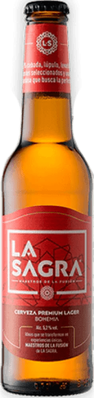 15,95 € Envio grátis | Caixa de 4 unidades Cerveja La Sagra Lager, Premium Espanha Garrafinha Terço 33 cl