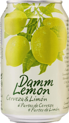 25,95 € 免费送货 | 盒装24个 啤酒 Estrella Damm Lemon Clara Mediterránea 西班牙 铝罐 33 cl