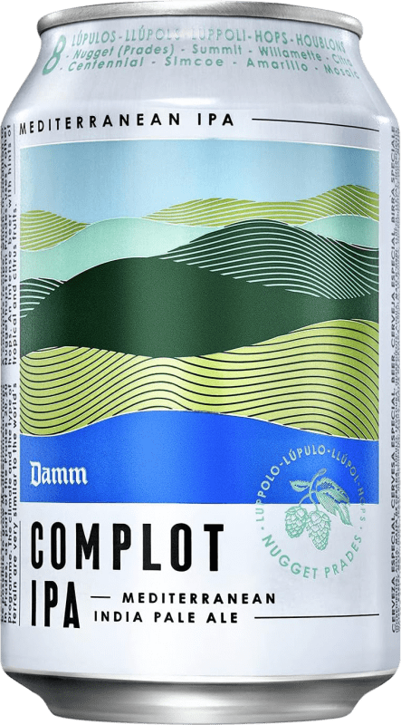 64,95 € 免费送货 | 盒装24个 啤酒 Estrella Damm Complot IPA — India Pale Ale 西班牙 罐 33 cl