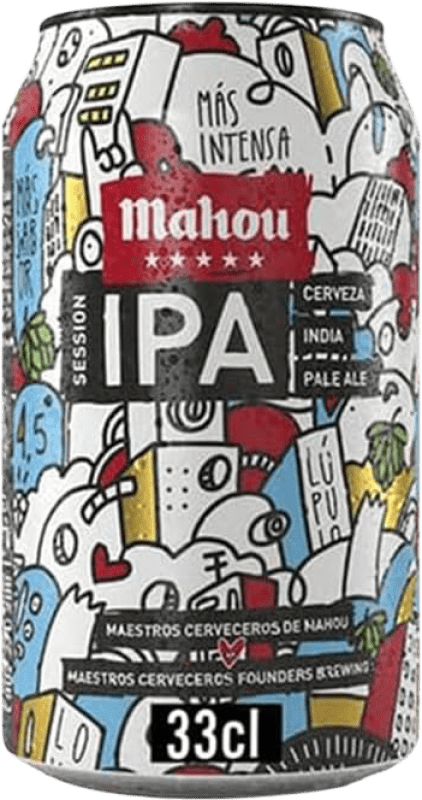 49,95 € Envío gratis | Caja de 24 unidades Cerveza Mahou 5 Estrellas IPA — India Pale Ale, Dorada España Lata 33 cl