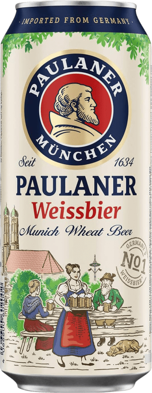 71,95 € 免费送货 | 盒装24个 啤酒 Paulaner Weissbier — 白啤酒 德国 中号罐 50 cl Myrtille — 蓝莓