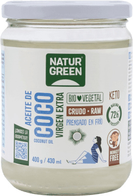 11,95 € Envío gratis | Aceite de Cocina Natur Green Coco Virgen Extra Bio España Botella Medium 50 cl