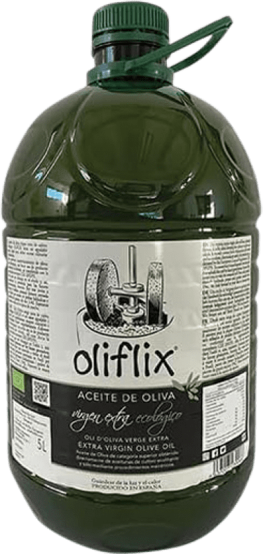 134,95 € Envío gratis | Aceite de Oliva Oliflix. Virgen Extra PET Bio D.O. Tarragona Cataluña España Arbequina Garrafa 5 L