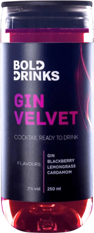 4,95 € Envio grátis | Mixer Bold Cocktail, Verde Espanha Garrafinha 25 cl Gin, Cardamom — Cardamomo, Lemon — Limão, Blackberry — Amora