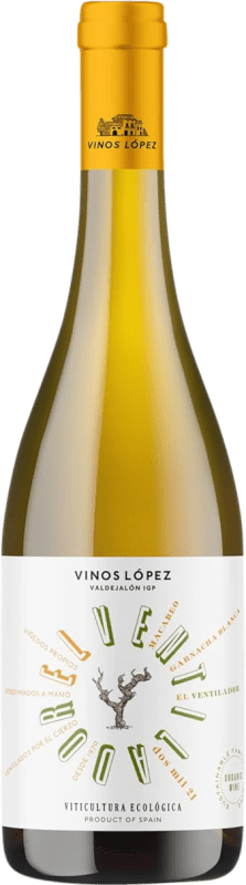 9,95 € Spedizione Gratuita | Vino bianco Vinos López Ventilador Blanco I.G.P. Vino de la Tierra de Valdejalón Aragona Spagna Grenache, Macabeo Bottiglia 75 cl