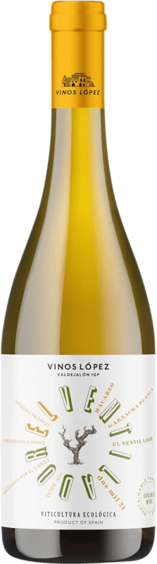 9,95 € Spedizione Gratuita | Vino Bianco Vinos López Ventilador I.G.P. Vino de la Tierra de Valdejalón Aragona Spagna Garnacha — Grenache, Macabeo 75 cl