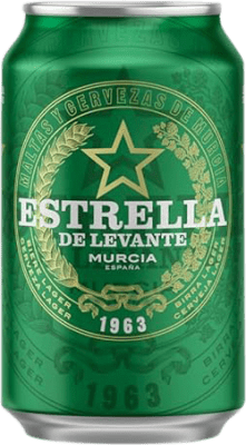 19,95 € 送料無料 | 24個入りボックス ビール Estrella de Levante Lager ムルシア地方 スペイン アルミ缶 33 cl