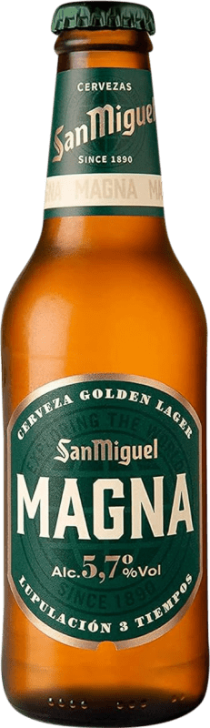 33,95 € 免费送货 | 盒装24个 啤酒 San Miguel Magna Dorada Lager 西班牙 小瓶 25 cl