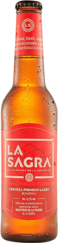 41,95 € Kostenloser Versand | 24 Einheiten Box Bier La Sagra Lager Estilo Pilsner Premium Spanien Drittel-Liter-Flasche 33 cl