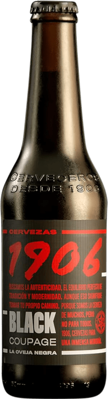 58,95 € Envio grátis | Caixa de 24 unidades Cerveja Estrella Galicia 1906 Black Coupage Premium Extra Espanha Garrafa Terço 33 cl