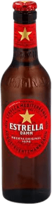 49,95 € Kostenloser Versand | 24 Einheiten Box Bier Estrella Damm Spanien Drittel-Liter-Flasche 33 cl