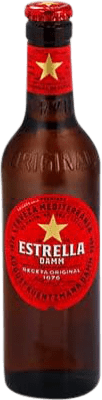 38,95 € Kostenloser Versand | 24 Einheiten Box Bier Estrella Damm Spanien Drittelliterflasche 33 cl