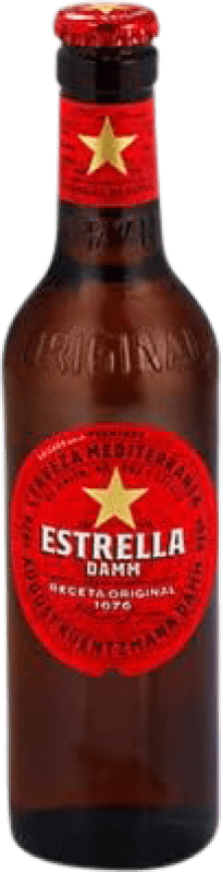 39,95 € Kostenloser Versand | 24 Einheiten Box Bier Estrella Damm Spanien Drittel-Liter-Flasche 33 cl