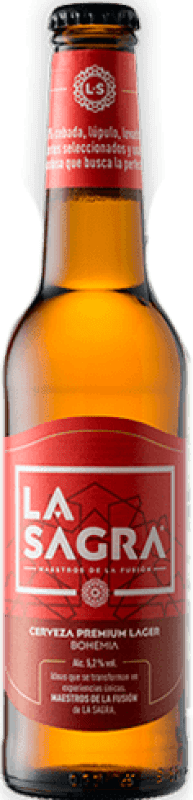 29,95 € Kostenloser Versand | 12 Einheiten Box Bier La Sagra Lager, Premium Spanien Kleine Flasche 20 cl