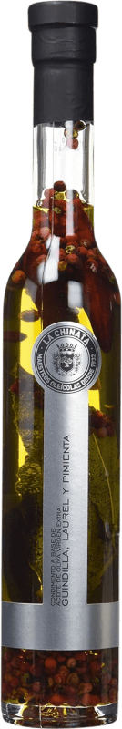 13,95 € Envío gratis | Aceite de Oliva La Chinata AOVE Virgen Extra España Botellín 25 cl Pimienta, Guindilla, Laurel