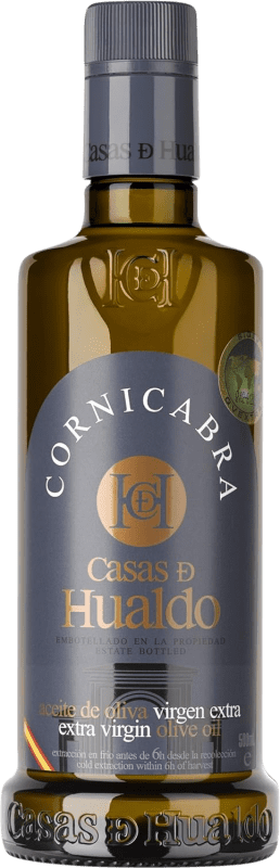 14,95 € Envío gratis | Aceite de Oliva Casas de Hualdo. Virgen Extra España Cornicabra Botella Medium 50 cl