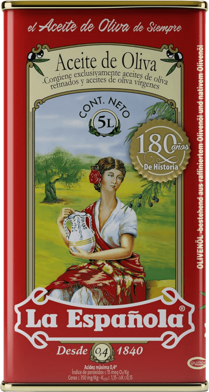 39,95 € Envoi gratuit | Huile d'Olive La Española Espagne Canette Spéciale 5 L Suave — Moelleux