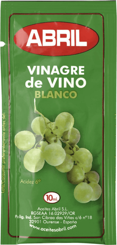 25,95 € Envio grátis | Caixa de 150 unidades Vinagre Abril Blanco Espanha Doses Únicas 1 cl