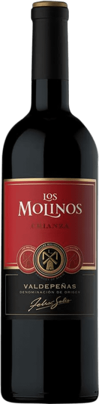 6,95 € Free Shipping | Red wine Los Molinos Aged D.O. Valdepeñas Castilla la Mancha Spain Tempranillo Bottle 75 cl