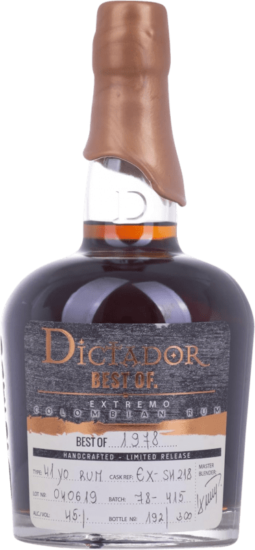 409,95 € Envio grátis | Rum Dictador Best of 1973 Extremo Colômbia 41 Anos Garrafa 70 cl