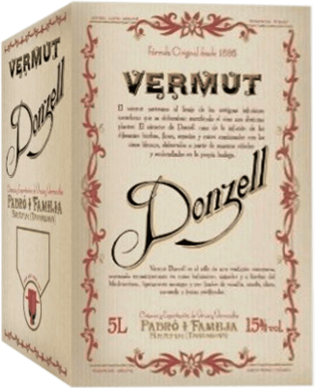 31,95 € Envío gratis | Vermut Padró Donzell Rojo Cataluña España Bag in Box 5 L