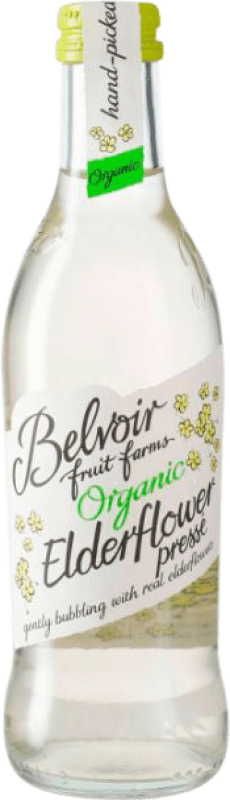 35,95 € Envio grátis | Caixa de 12 unidades Refrescos e Mixers Belvoir Elderflower Organic Reino Unido Garrafa Pequena 25 cl