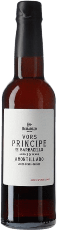68,95 € Spedizione Gratuita | Vino fortificato Barbadillo Amontillado Príncipe V.O.R.S. D.O. Jerez-Xérès-Sherry Andalusia Spagna Palomino Fino Mezza Bottiglia 37 cl