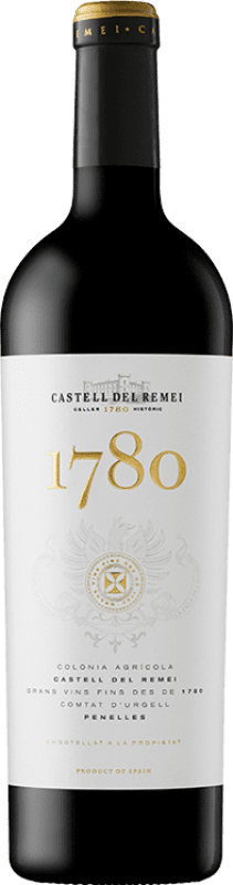26,95 € 免费送货 | 红葡萄酒 Castell del Remei 1780 Collita D.O. Costers del Segre 加泰罗尼亚 西班牙 Tempranillo — 丹魄, Merlot — 梅洛, Garnacha — 歌海娜, Cabernet Sauvignon — 赤霞珠 75 cl