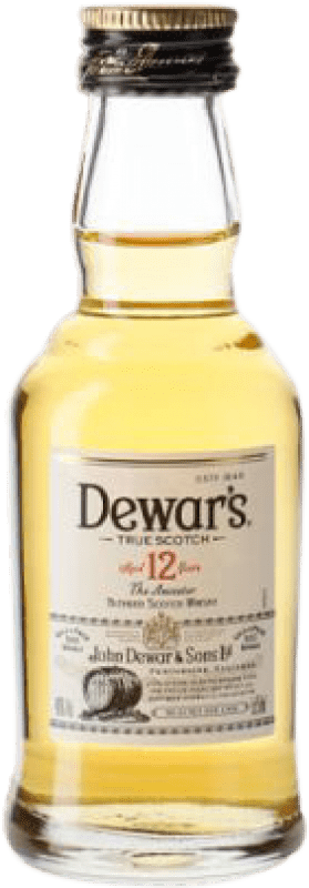 54,95 € Envio grátis | Caixa de 12 unidades Whisky Blended Dewar's Escócia Reino Unido 12 Anos Garrafa Miniatura 5 cl