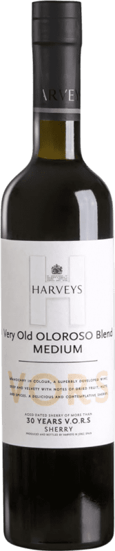 92,95 € Free Shipping | Fortified Wine Harvey's Medium Oloroso VORS Very Old Rare Sherry D.O. Jerez-Xérès-Sherry Andalusia Spain Palomino Fino, Pedro Ximénez 30 Years Medium Bottle 50 cl