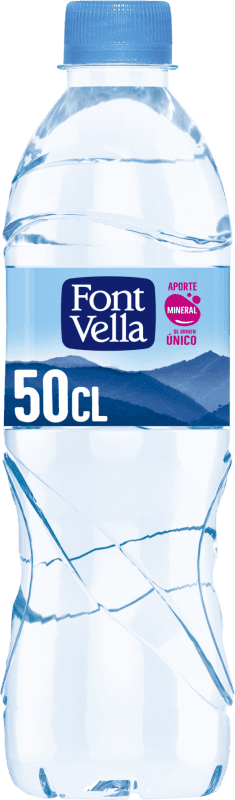 18,95 € Envío gratis | Caja de 24 unidades Agua Font Vella Mineral Natural España Botella Medium 50 cl PET