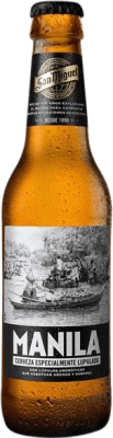 39,95 € Kostenloser Versand | 24 Einheiten Box Bier San Miguel Manila Andalusien Spanien Drittel-Liter-Flasche 33 cl