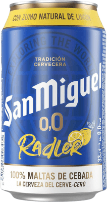 28,95 € 免费送货 | 盒装24个 啤酒 San Miguel Radler 安达卢西亚 西班牙 罐 33 cl 0.0 零点零 不含酒精