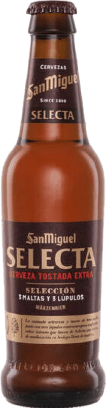 66,95 € Free Shipping | 24 units box Beer San Miguel Selecta Tostada — Amber Toasted Andalusia Spain Third-Liter Bottle 33 cl