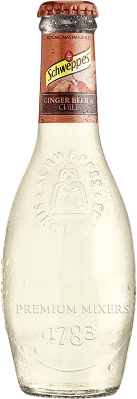 73,95 € Envio grátis | Caixa de 24 unidades Refrescos e Mixers Schweppes Ginger Beer Premium Vidrio Espanha Garrafa Pequena 20 cl