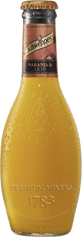 77,95 € 免费送货 | 盒装24个 饮料和搅拌机 Schweppes Naranja Premium 西班牙 小瓶 20 cl