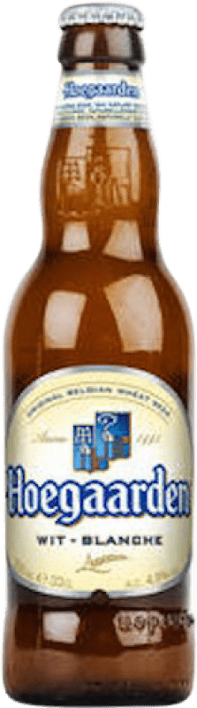 58,95 € Envio grátis | Caixa de 24 unidades Cerveja Hoegaarden Blanche — Branca Bélgica Garrafinha Terço 33 cl