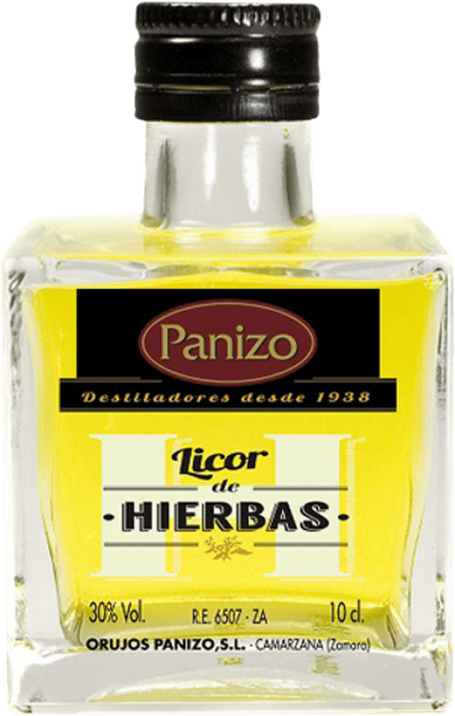 2,95 € Kostenloser Versand | Kräuterlikör Panizo Cubo Kastilien und León Spanien Miniaturflasche 10 cl