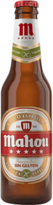 26,95 € Kostenloser Versand | 24 Einheiten Box Bier Mahou sin Gemeinschaft von Madrid Spanien Kleine Flasche 25 cl