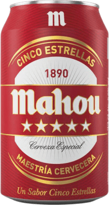 29,95 € Kostenloser Versand | 24 Einheiten Box Bier Mahou 5 Estrellas Spezial Gemeinschaft von Madrid Spanien Dose 33 cl