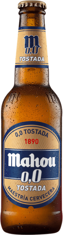 54,95 € Free Shipping | 24 units box Beer Mahou Tostada 0,0 Madrid's community Spain One-Third Bottle 33 cl Alcohol-Free
