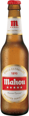 63,95 € 免费送货 | 盒装24个 啤酒 Mahou 5 Estrellas 马德里社区 西班牙 三分之一升瓶 33 cl